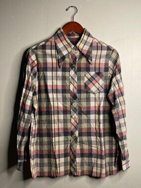 Women’s 70's vintage button up multi color about a size small